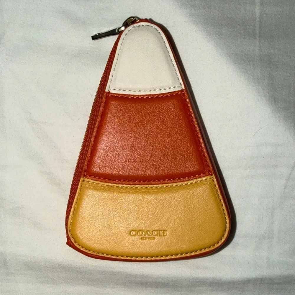 Coach Halloween Candy Corn Leather Coin Pouch - Picture 1 of 8